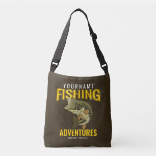 Personalised Fishing Adventures Bass Fish Angler Crossbody Bag