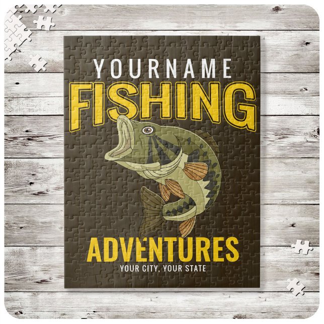 Personalised Fishing Adventures Bass Fish Angler  Jigsaw Puzzle (Creator Uploaded)