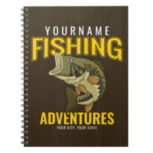 Personalised Fishing Adventures Bass Fish Angler Notebook