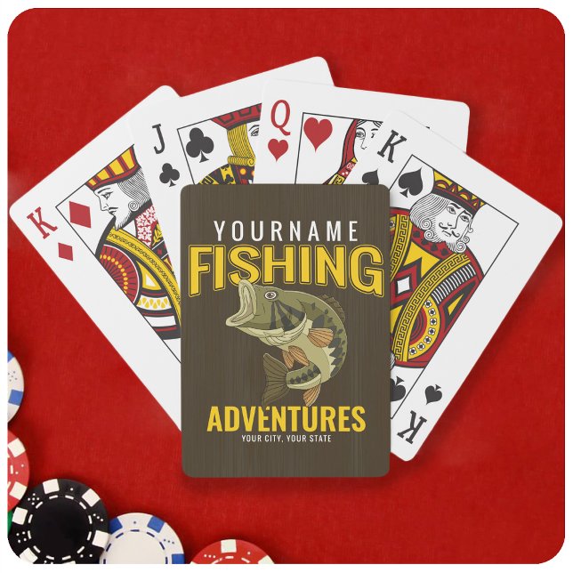 Personalised Fishing Adventures Bass Fish Angler  Playing Cards (Creator Uploaded)