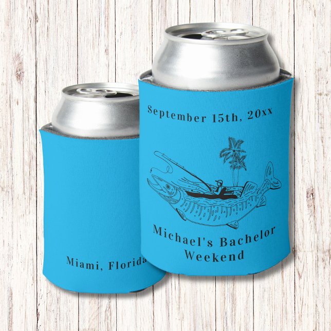 Personalised Fishing Bachelor Weekend Can Cooler (Creator Uploaded)