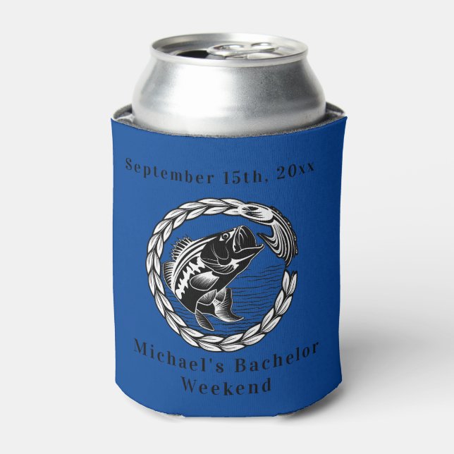 Personalised Fishing Bachelor Weekend Can Cooler (Can Front)