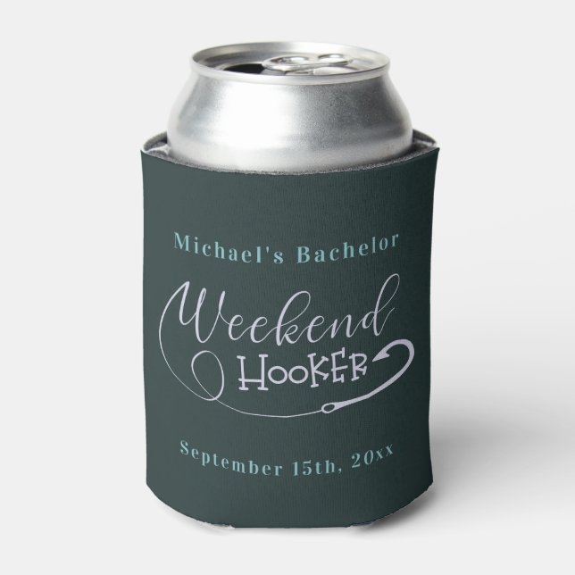 Personalised Fishing Bachelor Weekend Can Cooler (Can Front)