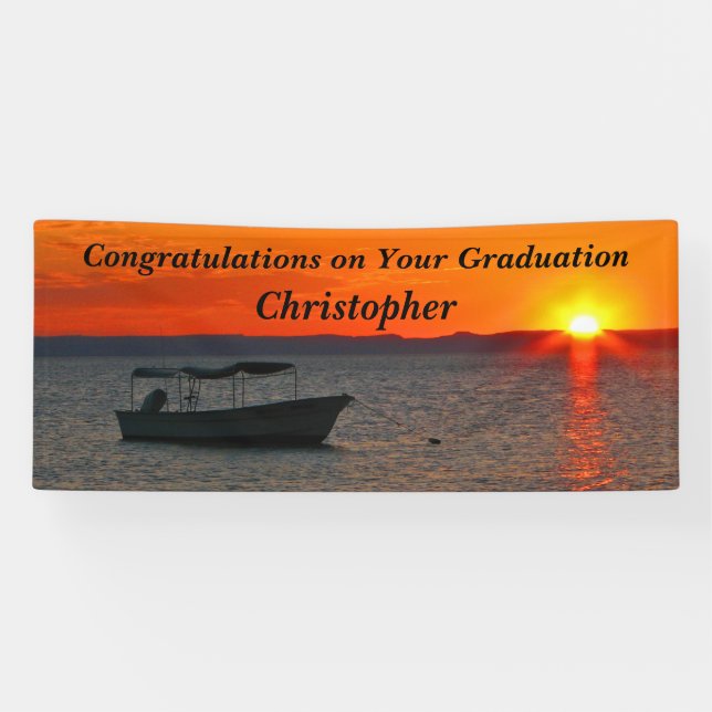 Personalised Fishing Boat Graduation or Retirement Banner (Horizontal)