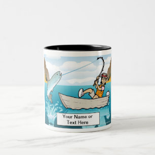 Personalised Fishing - Female Cartoon Two-Tone Coffee Mug