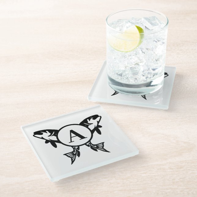 Personalised Fishing Glass Coaster (Angled)
