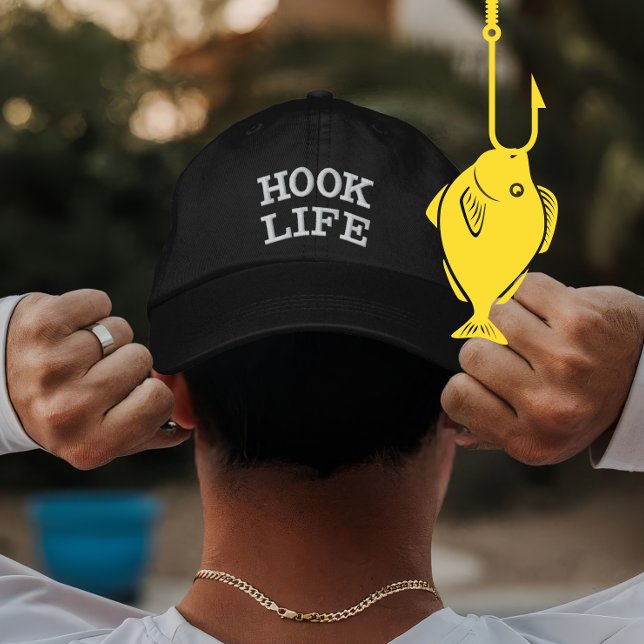 Personalised Fishing Hook Life Gift for Players Embroidered Hat (Creator Uploaded)