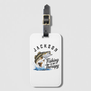 Personalised Fishing is My Therapy Luggage Tag