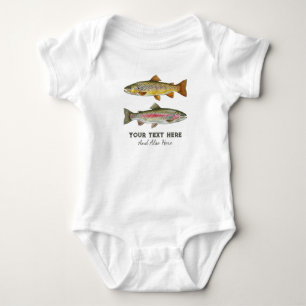 Personalised Fishing Lover  – Trout Fishing Design Baby Bodysuit