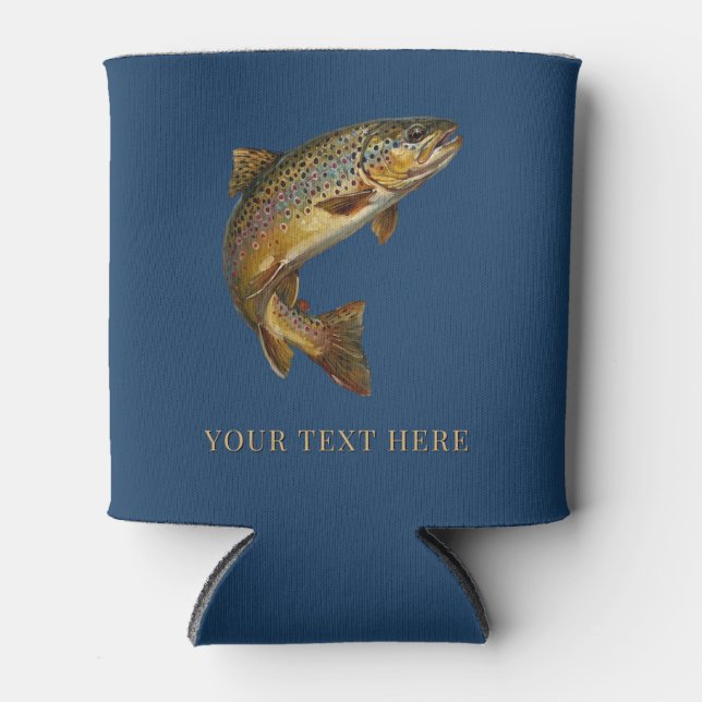Personalised Fishing Lover  – Trout Fishing Design Can Cooler (Front)