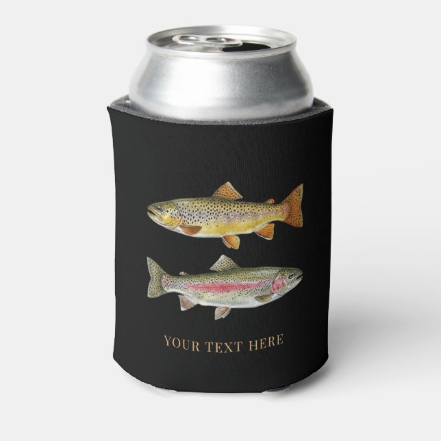Personalised Fishing Lover  – Trout Fishing Design Can Cooler (Can Back)