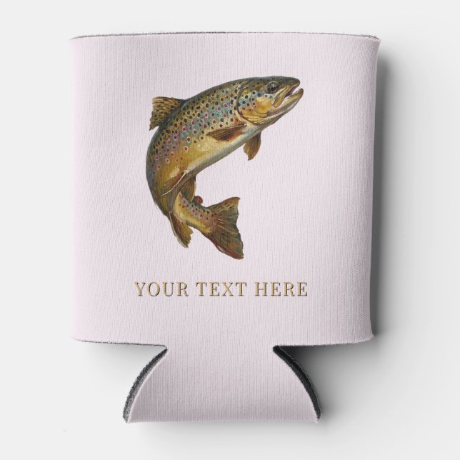 Personalised Fishing Lover  – Trout Fishing Design Can Cooler (Front)