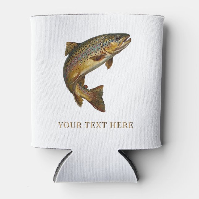 Personalised Fishing Lover  – Trout Fishing Design Can Cooler (Front)