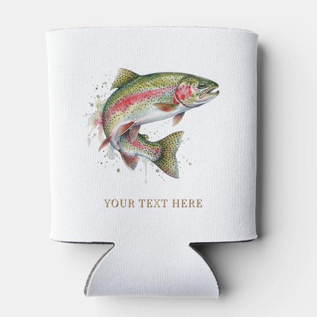 Personalised Fishing Lover  – Trout Fishing Design Can Cooler (Back)