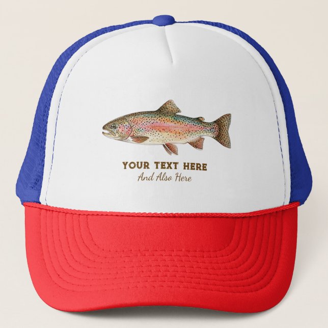 Personalised Fishing Lover  – Trout Fishing Design Trucker Hat (Front)