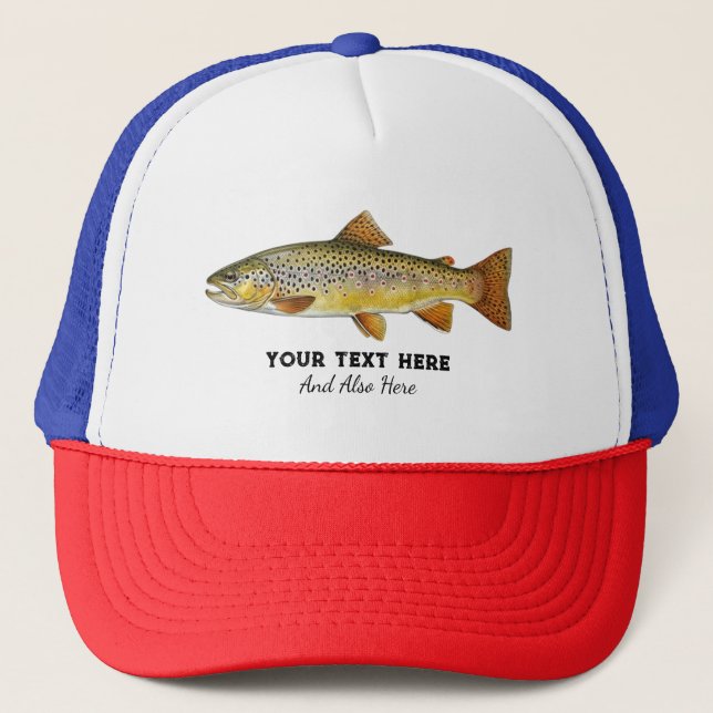 Personalised Fishing Lover  – Trout Fishing Design Trucker Hat (Front)