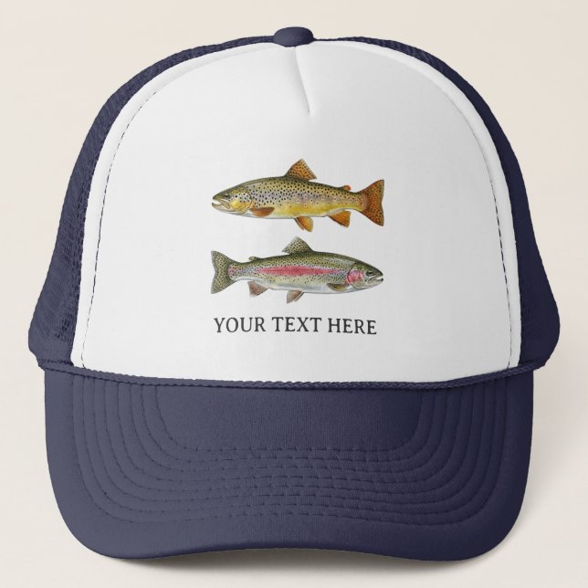Personalised Fishing Lover  – Trout Fishing Design Trucker Hat (Front)