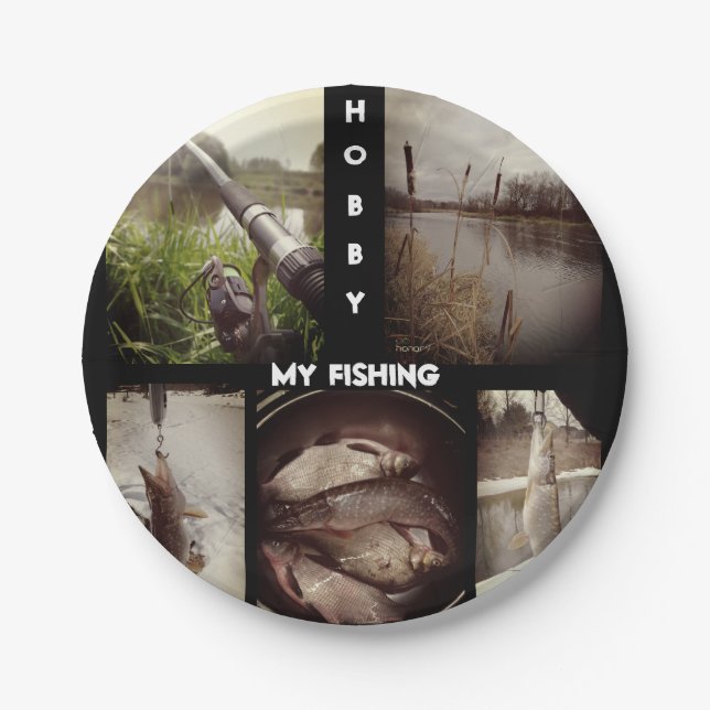 Personalised fishing photo album . 3 ring binder paper plate (Front)