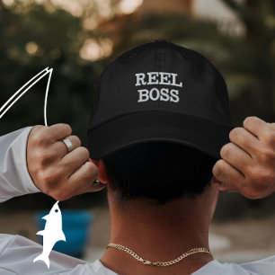Personalised Fishing Reel Boss Gift for Anglers Embroidered Hat