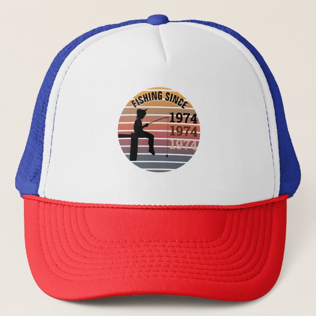 Personalised Fishing Since Year quote Fisherman Trucker Hat (Front)
