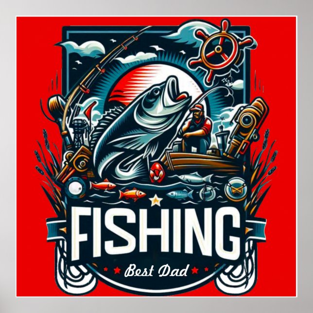 Personalised fishing t shirt  poster (Front)
