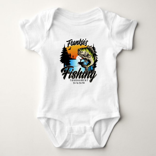 Personalised Fishing Tournament Fish Angler Trout  Baby Bodysuit (Front)