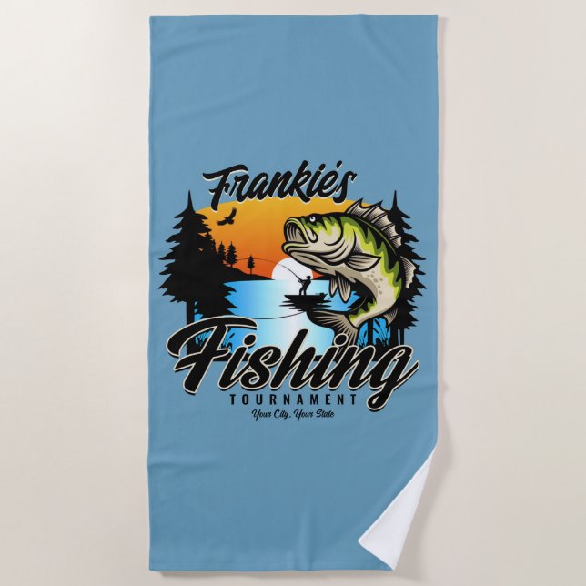 Personalised Fishing Tournament Fish Angler Trout  Beach Towel (Front)