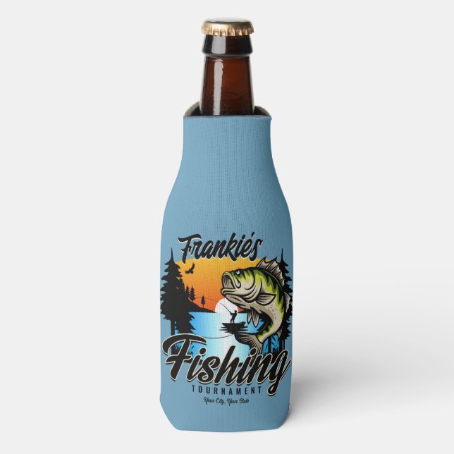 Personalised Fishing Tournament Fish Angler Trout  Bottle Cooler (Bottle Front)