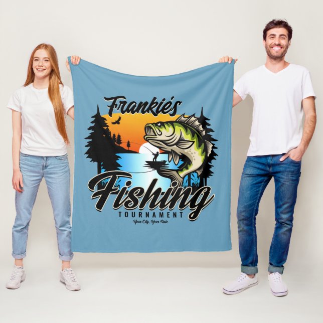 Personalised Fishing Tournament Fish Angler Trout  Fleece Blanket (In Situ)