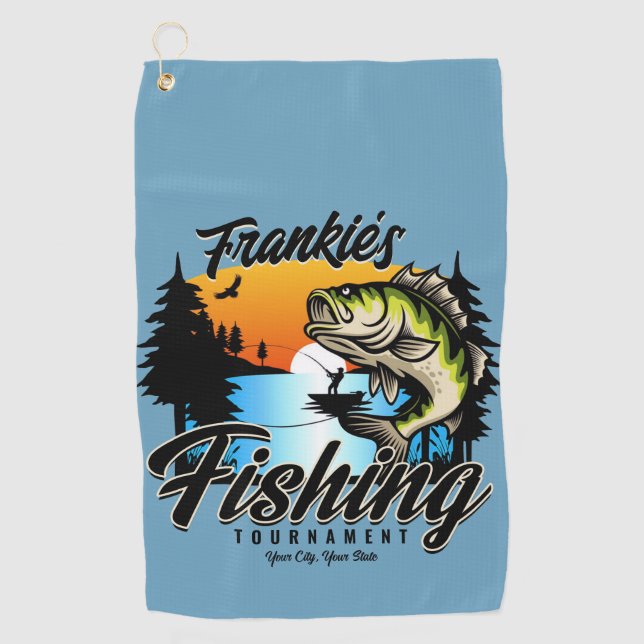Personalised Fishing Tournament Fish Angler Trout  Golf Towel (Front)