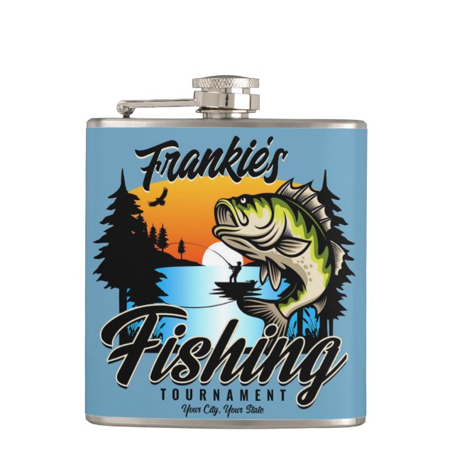 Personalised Fishing Tournament Fish Angler Trout  Hip Flask (Front)