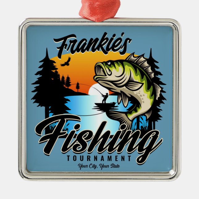 Personalised Fishing Tournament Fish Angler Trout  Metal Ornament (Front)