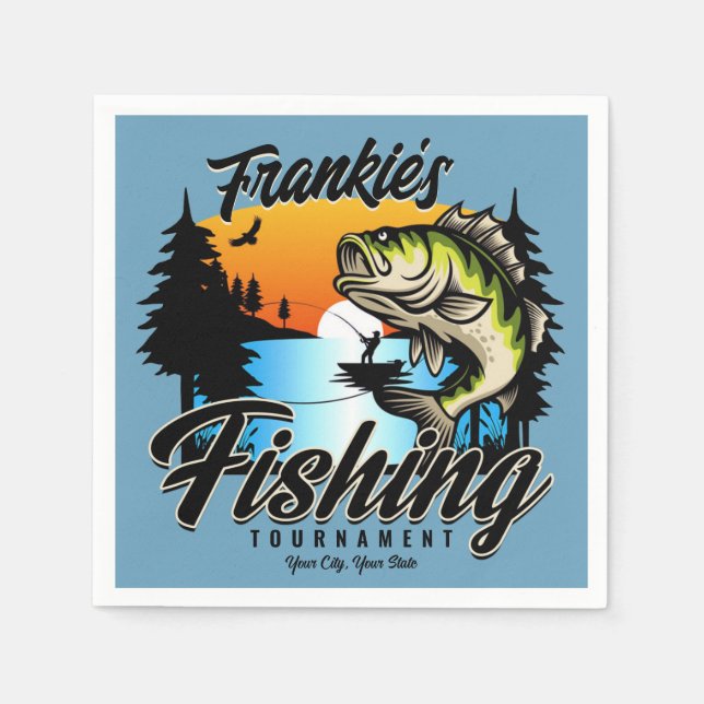 Personalised Fishing Tournament Fish Angler Trout Napkin (Front)