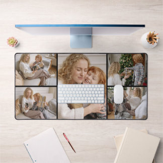 Personalised Five Photo Collage Desk Mat