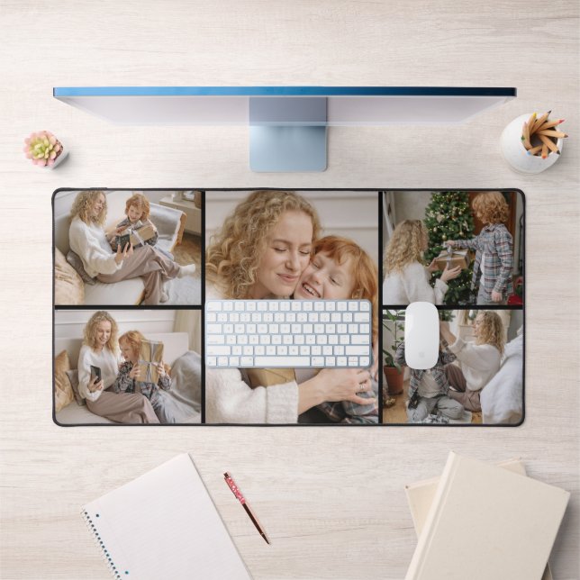 Personalised Five Photo Collage Desk Mat (Office 1)