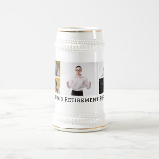 Personalised Five Photo Custom Text Retirement Beer Stein