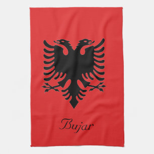 Personalised Flag of Albania Double-Headed Eagle Tea Towel