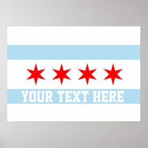 Personalised Flag of Chicago Poster
