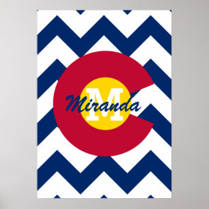 Personalised Flag of Colorado Chevron Pattern Poster