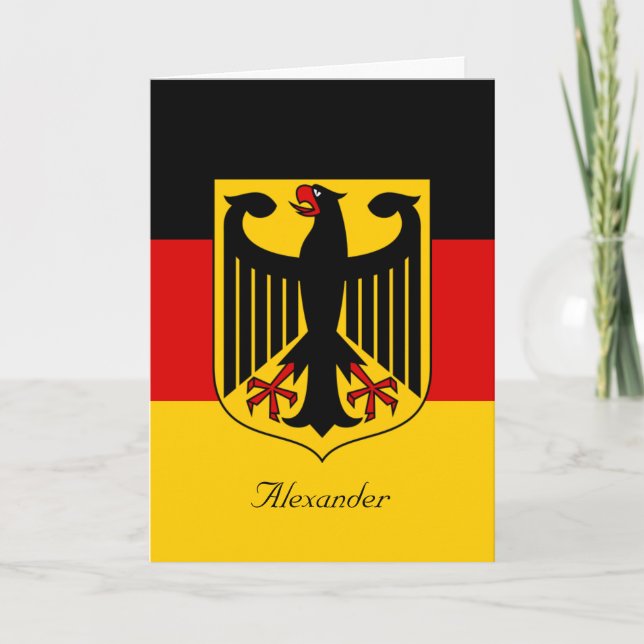 Personalised Flag of Germany with Coat of Arms Card (Front)
