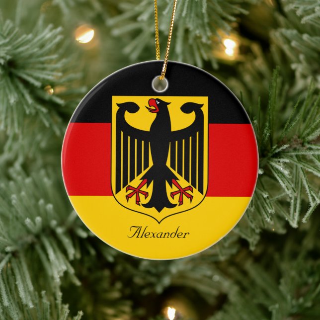Personalised Flag of Germany with Coat of Arms Ceramic Ornament (Tree)
