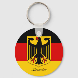 Personalised Flag of Germany with Coat of Arms Key Ring