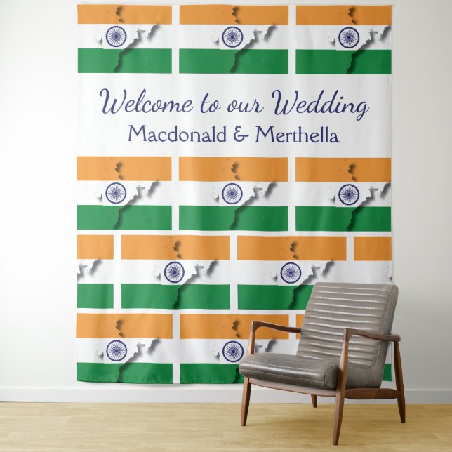 Personalised Flag of India Tapestry (In Situ)