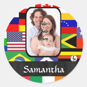 Personalised flags of the world classic round sticker