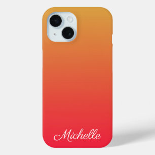 Personalised flame red and yellow ombre iPhone 15 case
