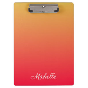 Personalised flame red and yellow ombre clipboard