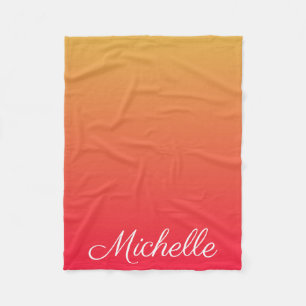 Personalised flame red and yellow ombre fleece blanket