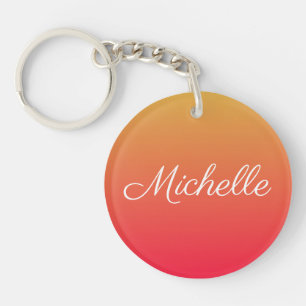 Personalised flame red and yellow ombre key ring
