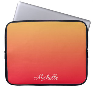 Personalised flame red and yellow ombre laptop sleeve