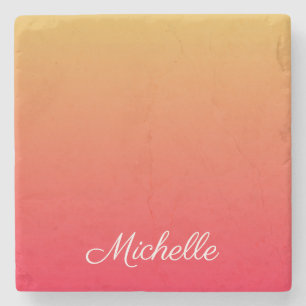 Personalised flame red and yellow ombre stone coaster